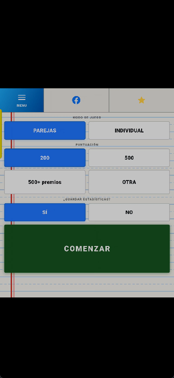 Dominazo app - pantalla de lobby mostrando modo PAREJAS